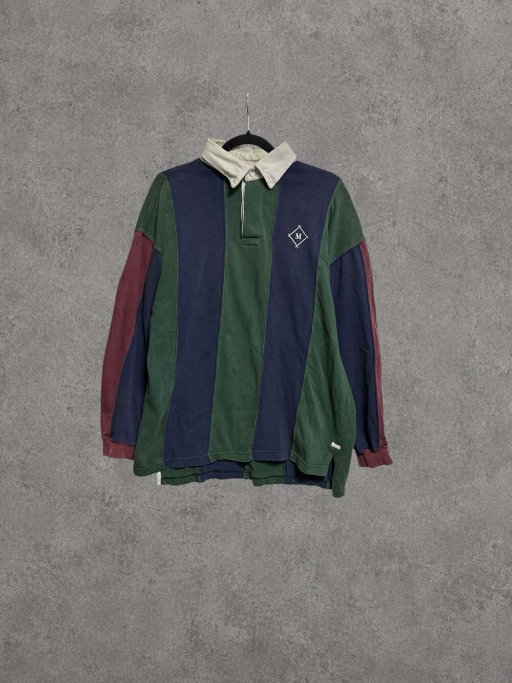 Vintage Colorblock Striped Long Sleeve Rugby Shirt